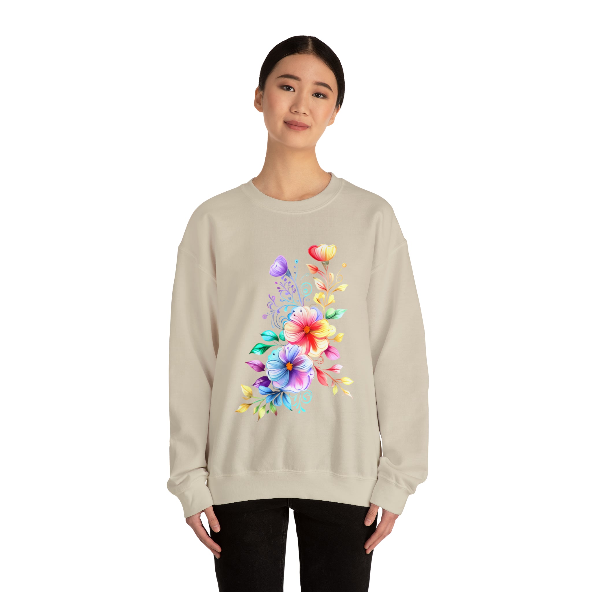 Colorful Flower Design - Crewneck Sweatshirt