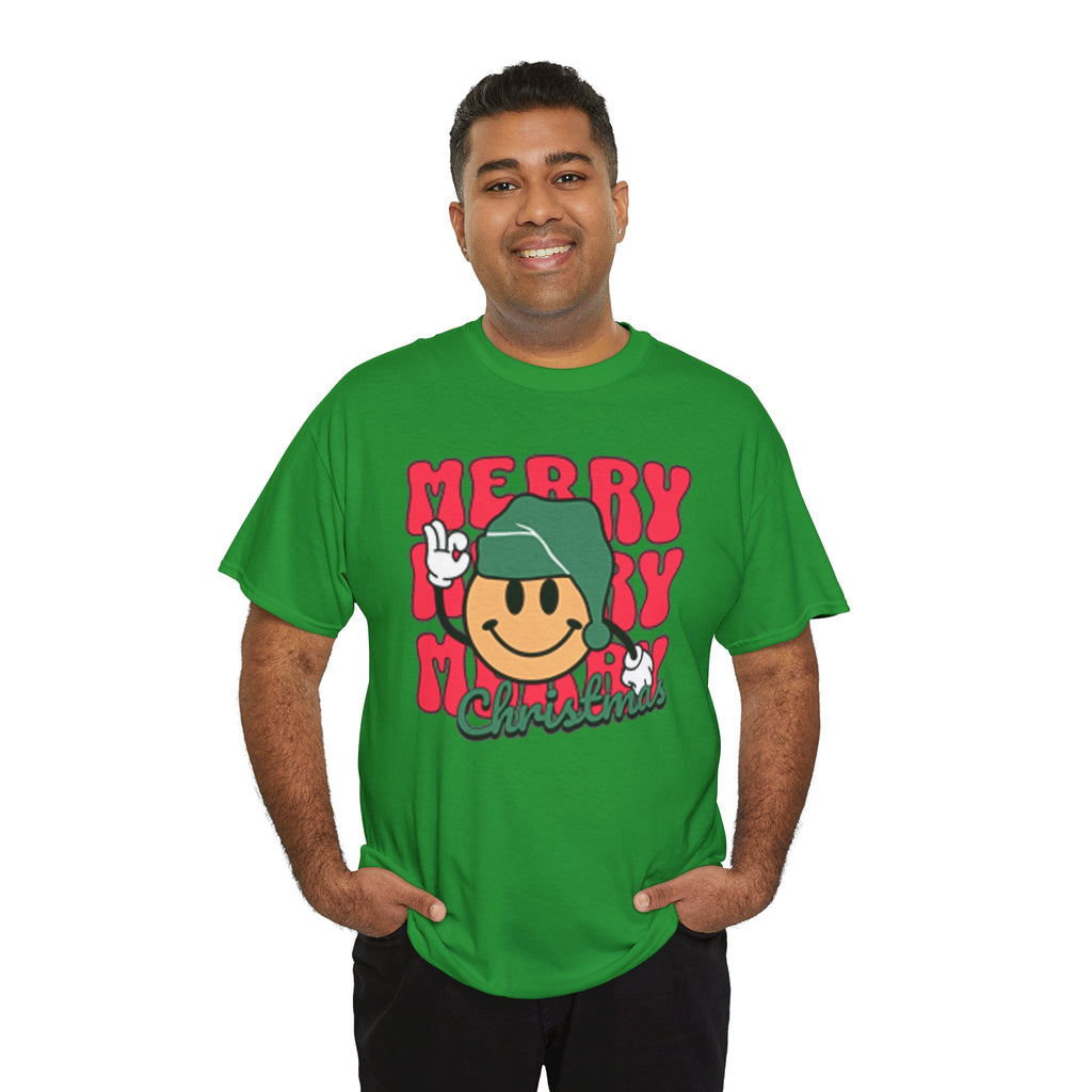 Groovy Christmas Shirt, Retro Smiley Face Christmas Tee, Cute Merry Xmas Graphic T-Shirt, Trendy Holiday Gift