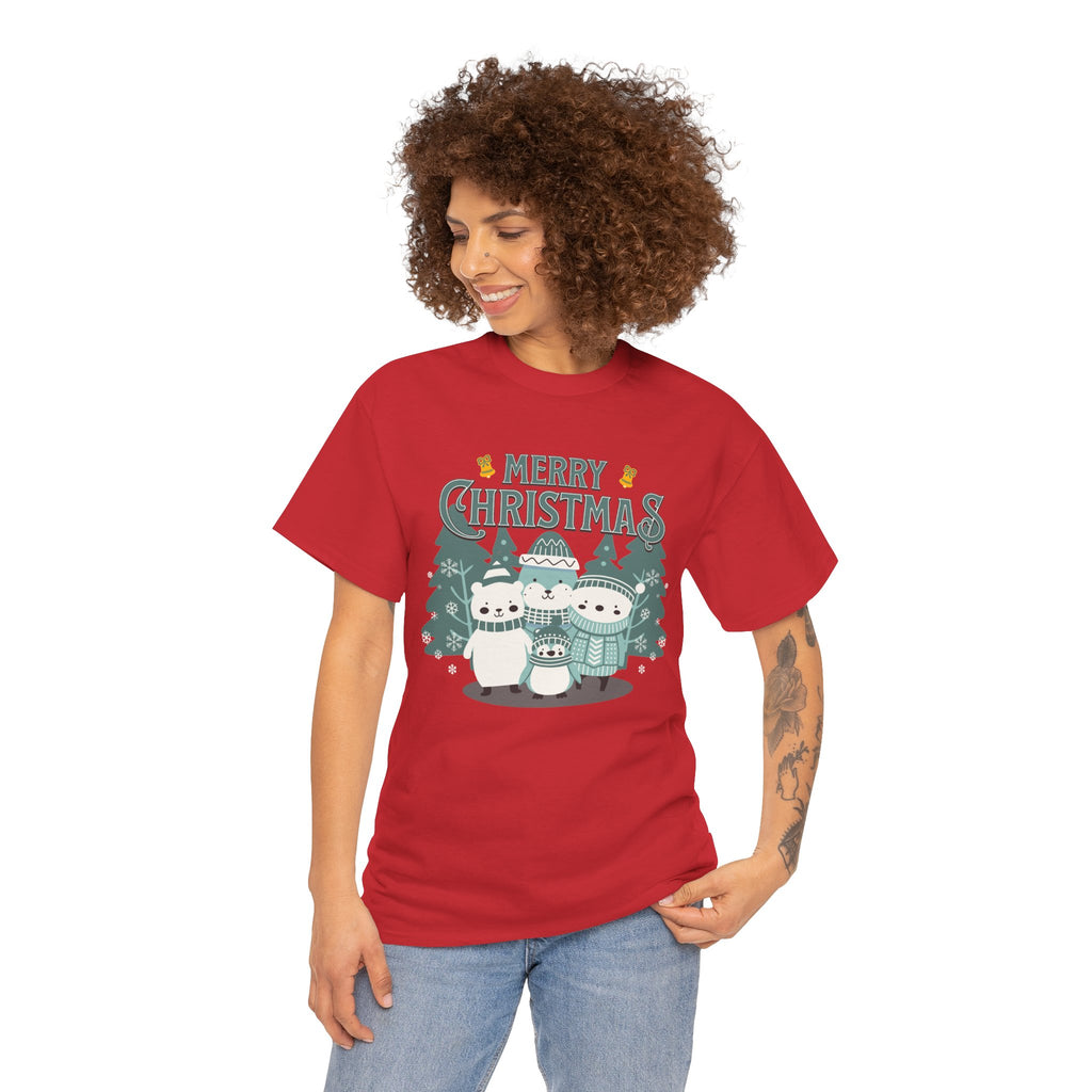 Cute Polar Bear Christmas Shirt, Merry Christmas Graphic Tee, Cozy Winter Animals T-Shirt, Penguin Holiday Gift