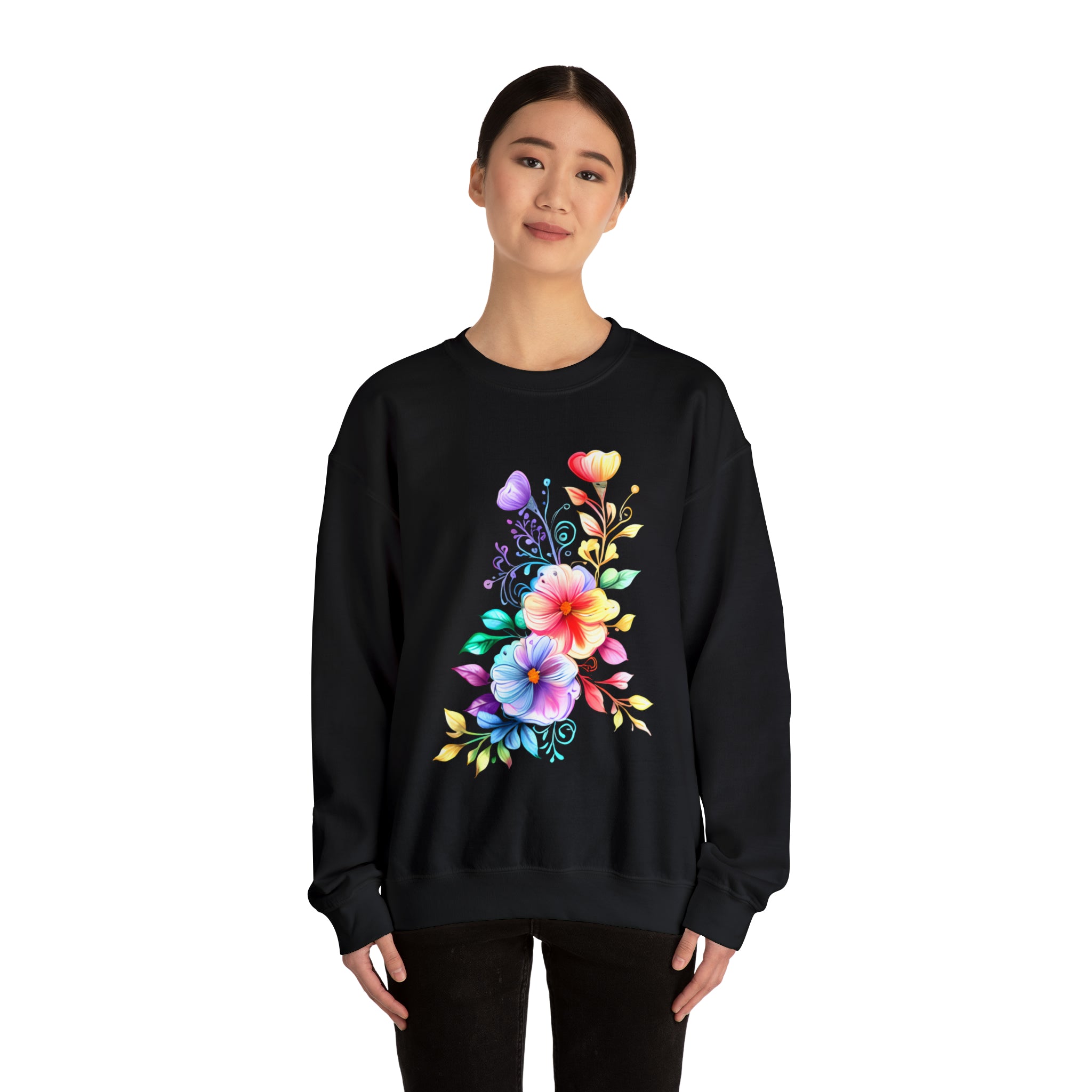 Colorful Flower Design - Crewneck Sweatshirt