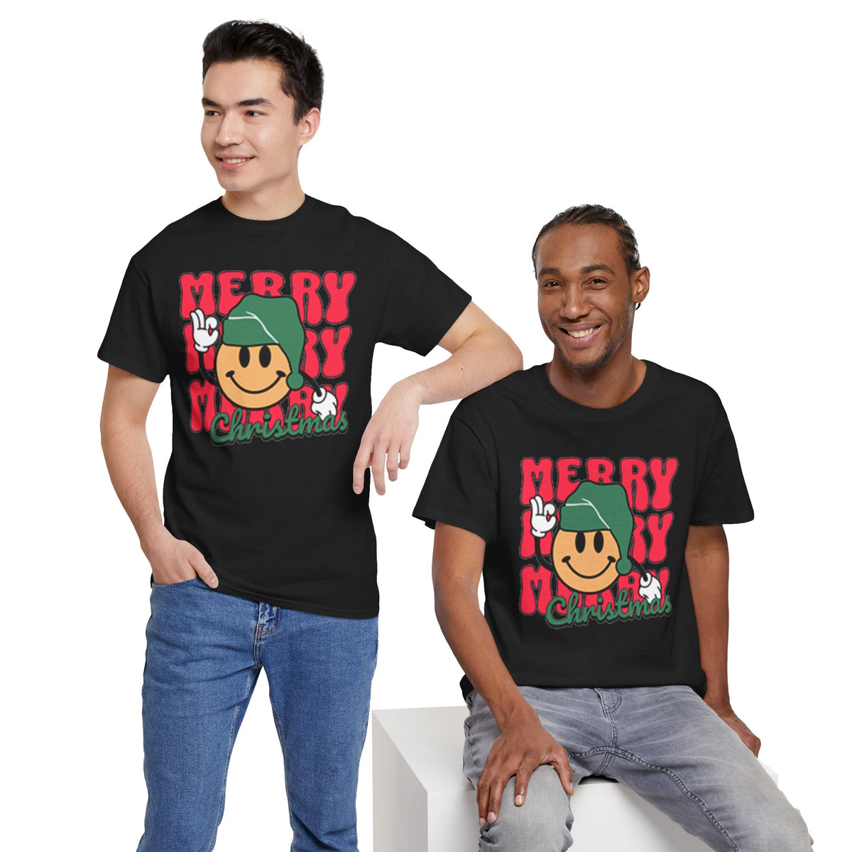 Groovy Christmas Shirt, Retro Smiley Face Christmas Tee, Cute Merry Xmas Graphic T-Shirt, Trendy Holiday Gift