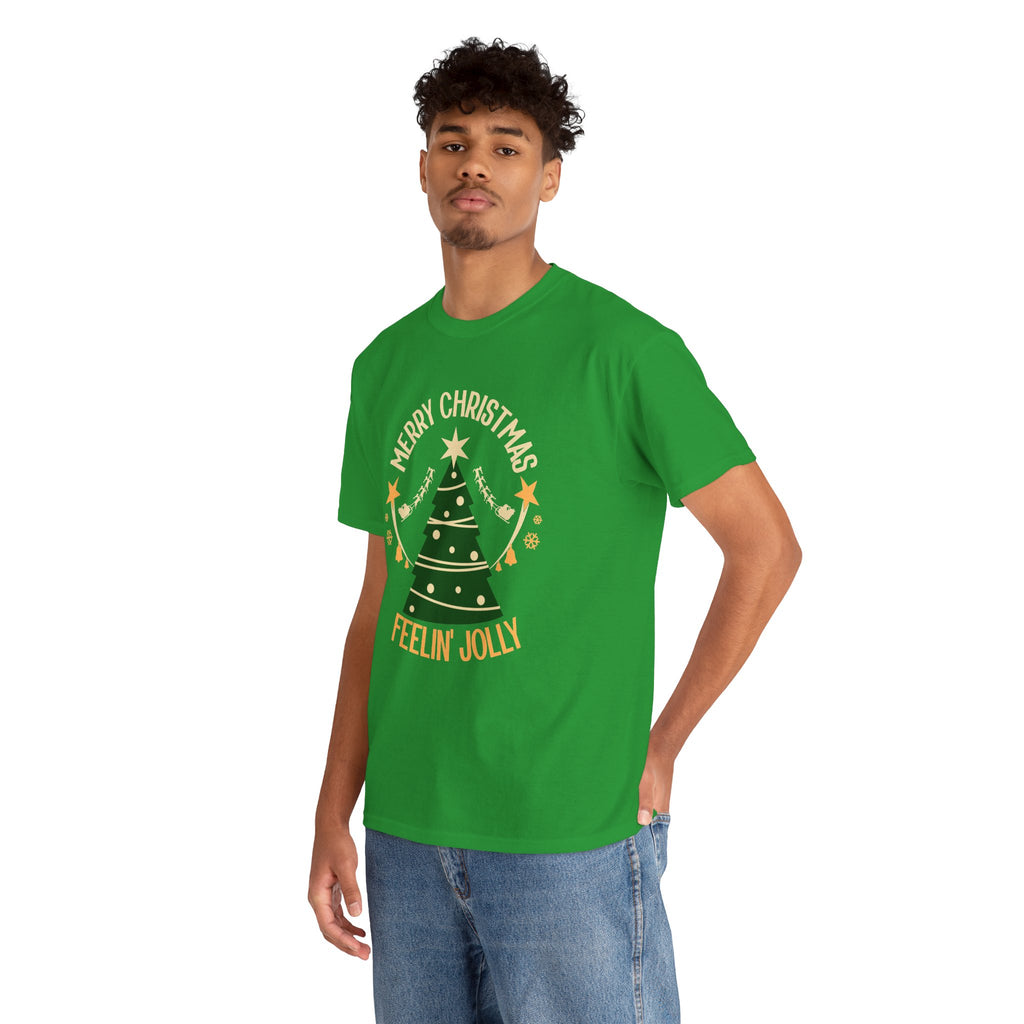 Feelin Jolly Christmas Shirt, Retro Christmas Tree Tee, Merry Christmas Graphic T-Shirt, Vintage Holiday Gift