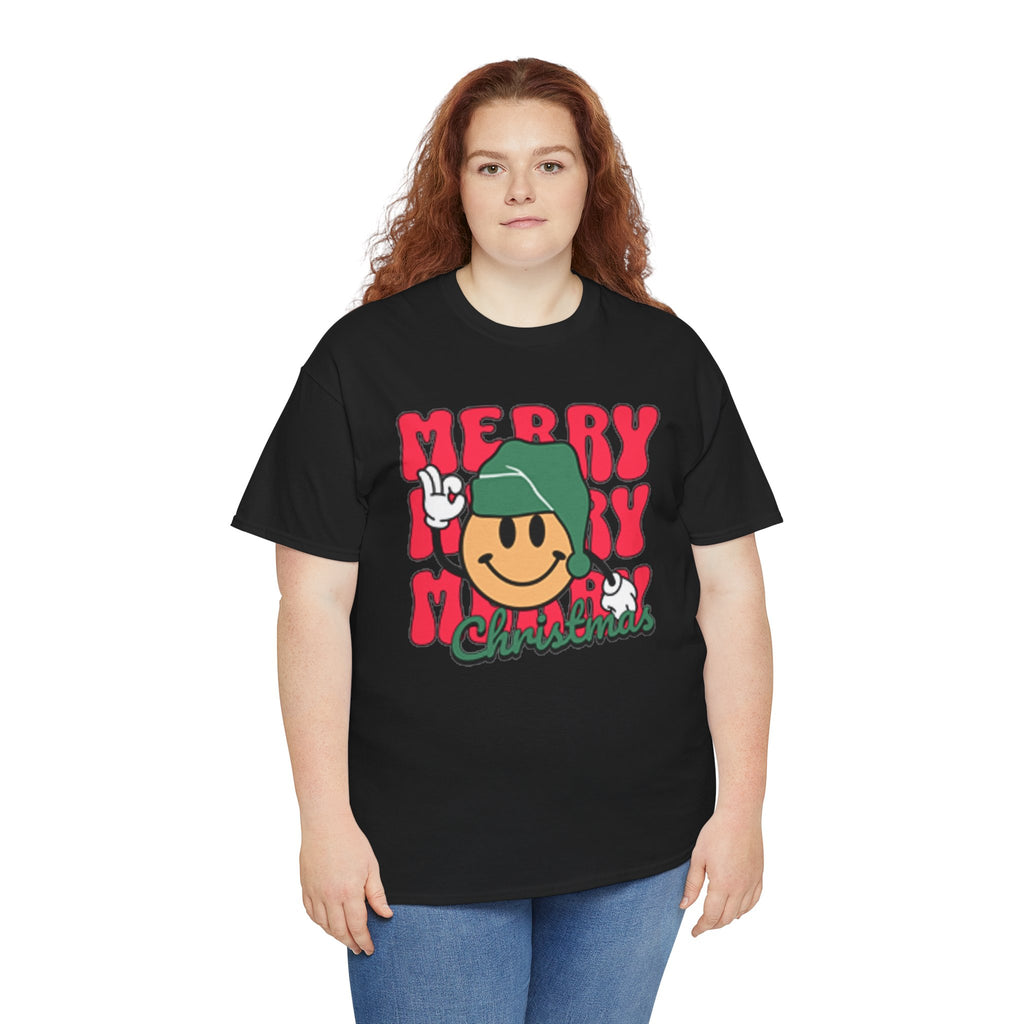Groovy Christmas Shirt, Retro Smiley Face Christmas Tee, Cute Merry Xmas Graphic T-Shirt, Trendy Holiday Gift