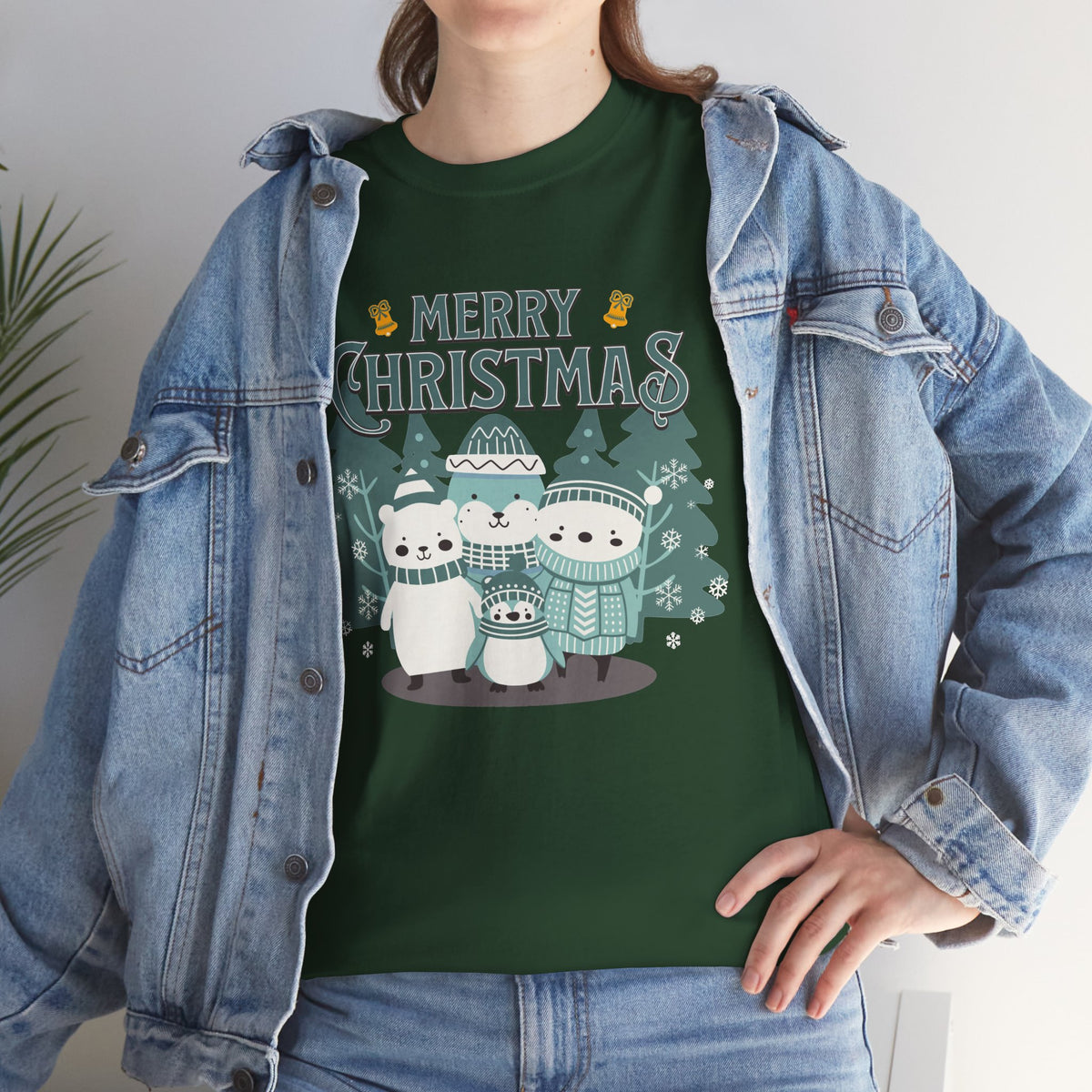 Cute Polar Bear Christmas Shirt, Merry Christmas Graphic Tee, Cozy Winter Animals T-Shirt, Penguin Holiday Gift