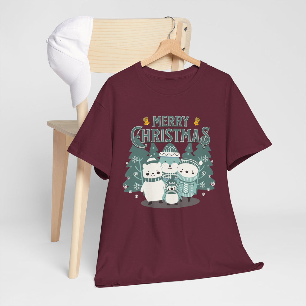 Cute Polar Bear Christmas Shirt, Merry Christmas Graphic Tee, Cozy Winter Animals T-Shirt, Penguin Holiday Gift