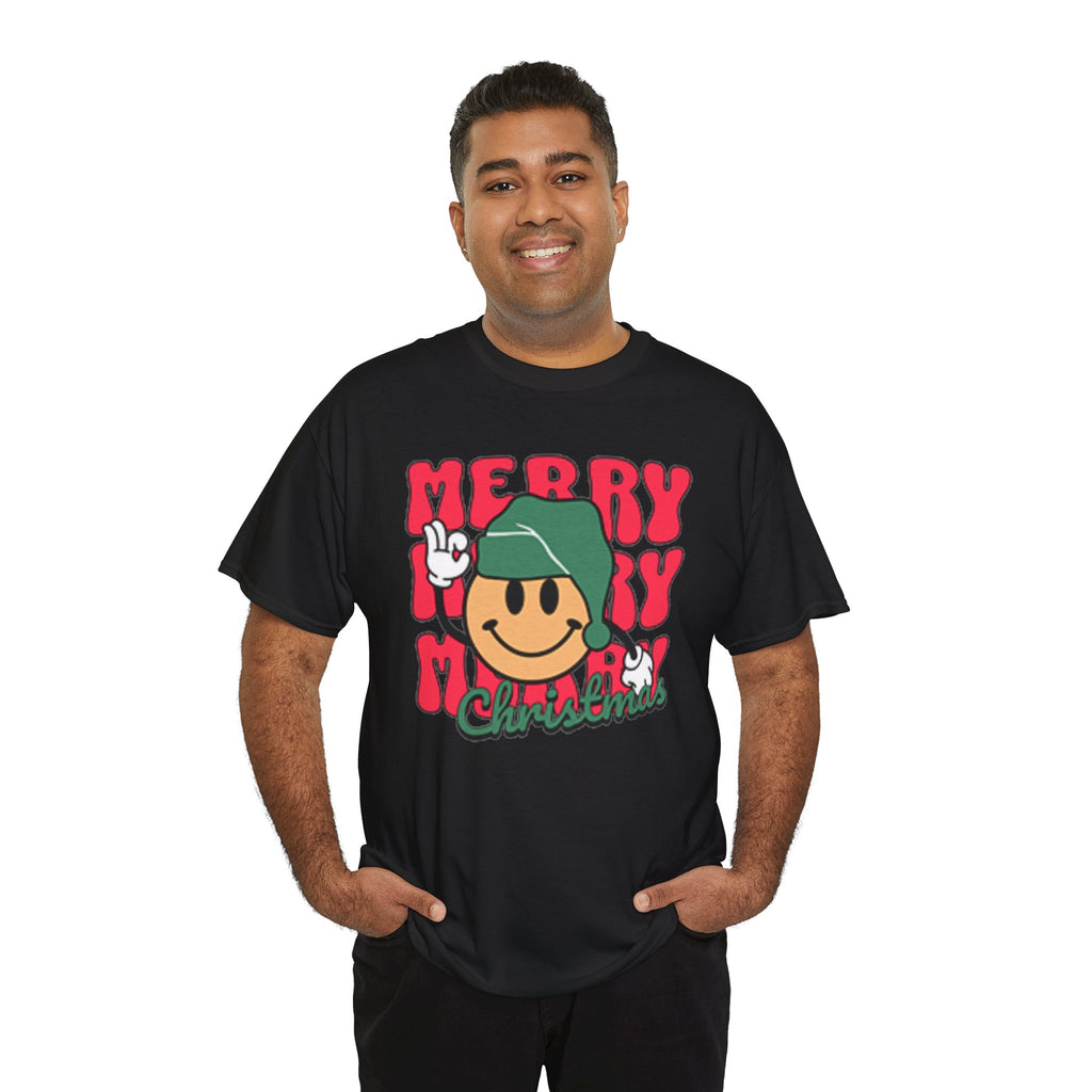 Groovy Christmas Shirt, Retro Smiley Face Christmas Tee, Cute Merry Xmas Graphic T-Shirt, Trendy Holiday Gift