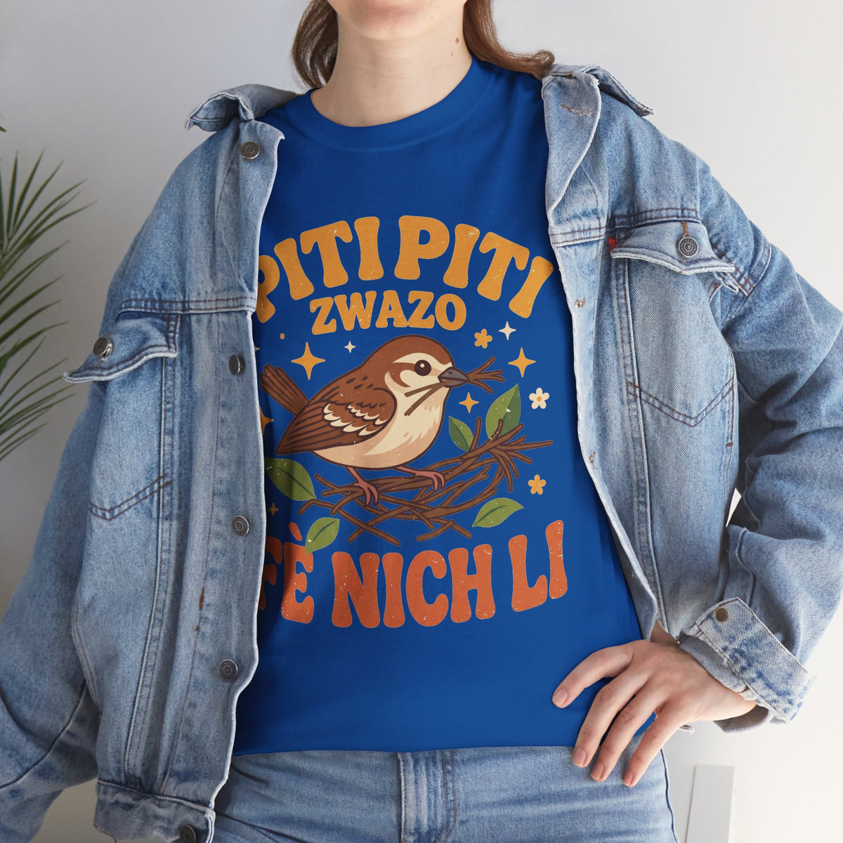 Piti Piti Zwazo Fè Nich Li – Haitian Creole Graphic T-Shirt