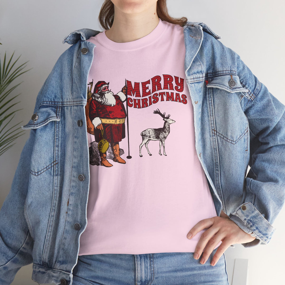 Vintage Santa Christmas Shirt, Retro Santa and Reindeer Tee, Old Fashioned Christmas Graphic T-Shirt, Nostalgic Holiday Gift