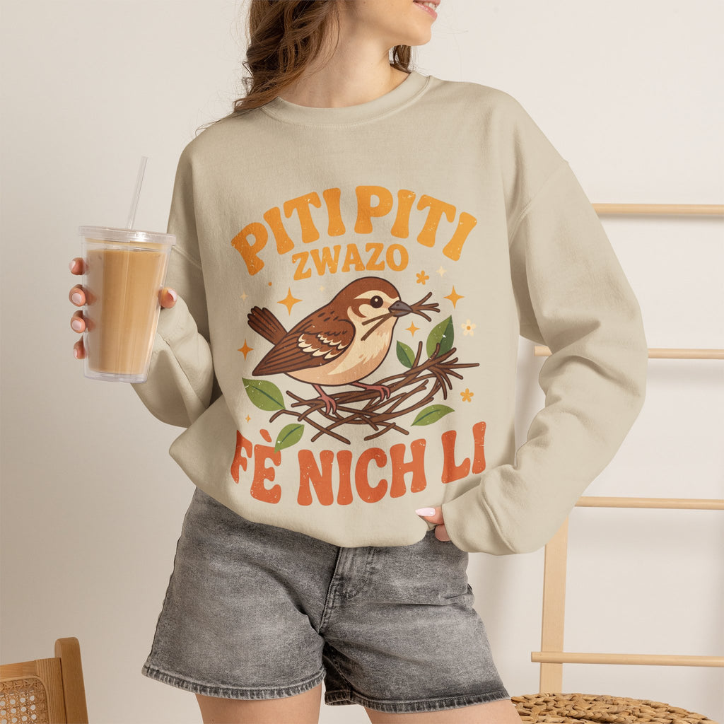 Piti Piti Zwazo Fè Nich Li – Haitian Creole Graphic T-Shirt | SONHCO
