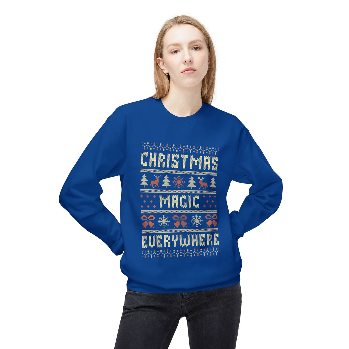 Christmas Magic Unisex Sweatshirt, Casual Streetwear, Gift for Birthdays, Unisex Crewneck, Trendy Outfit