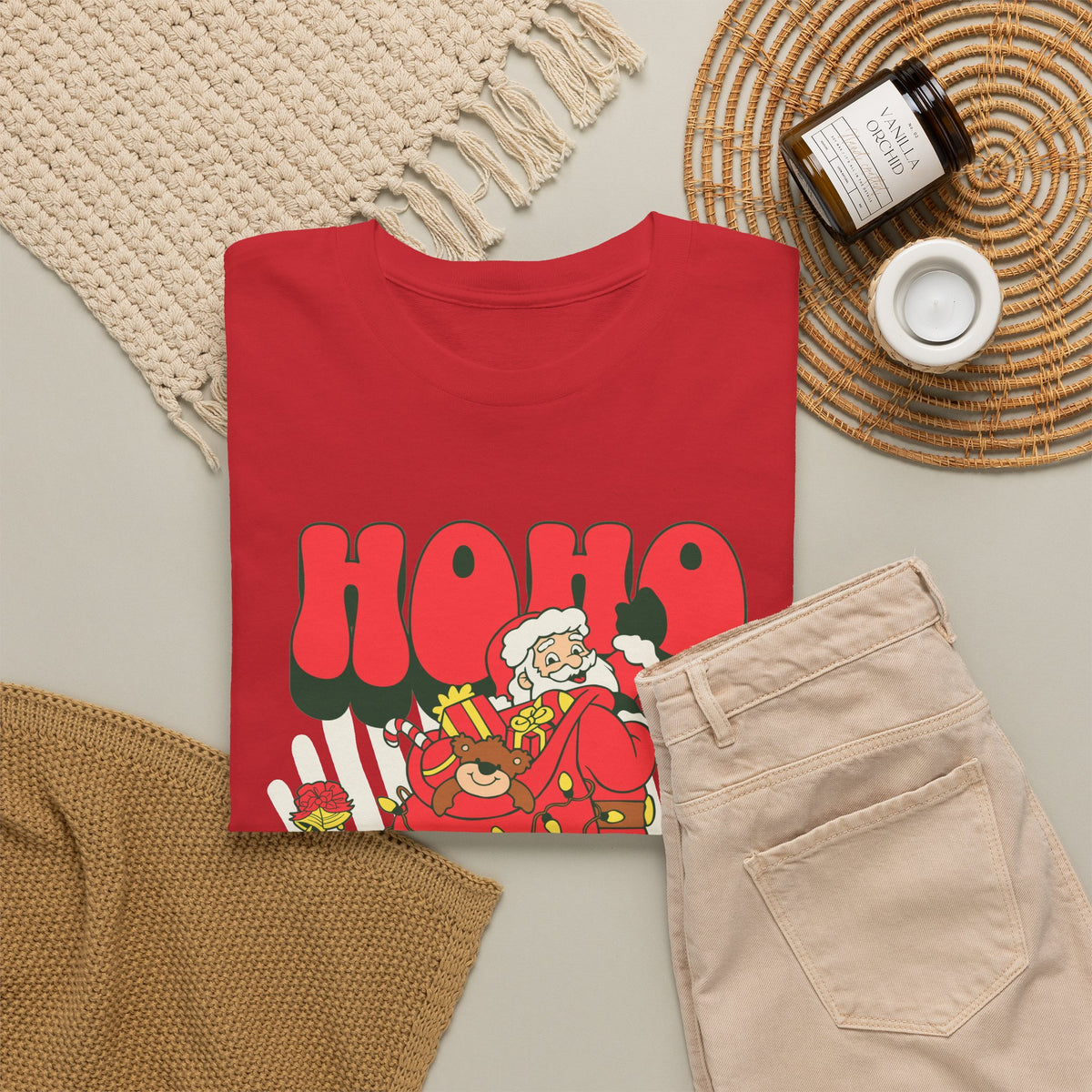 Retro Santa Christmas Shirt, Ho Ho Merry Christmas Tee, Vintage Holiday Graphic T-Shirt, Cute Santa Claus Gift