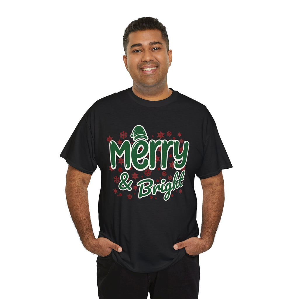 Merry and Bright Christmas Shirt, Retro Holiday Graphic Tee, Vintage Christmas T-Shirt, Festive Xmas Gift