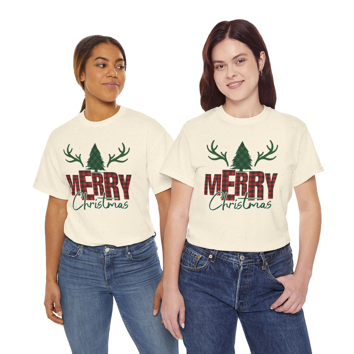 Buffalo Plaid Christmas Shirt, Merry Christmas Graphic Tee, Rustic Farmhouse Holiday T-Shirt, Red Plaid Xmas Gift