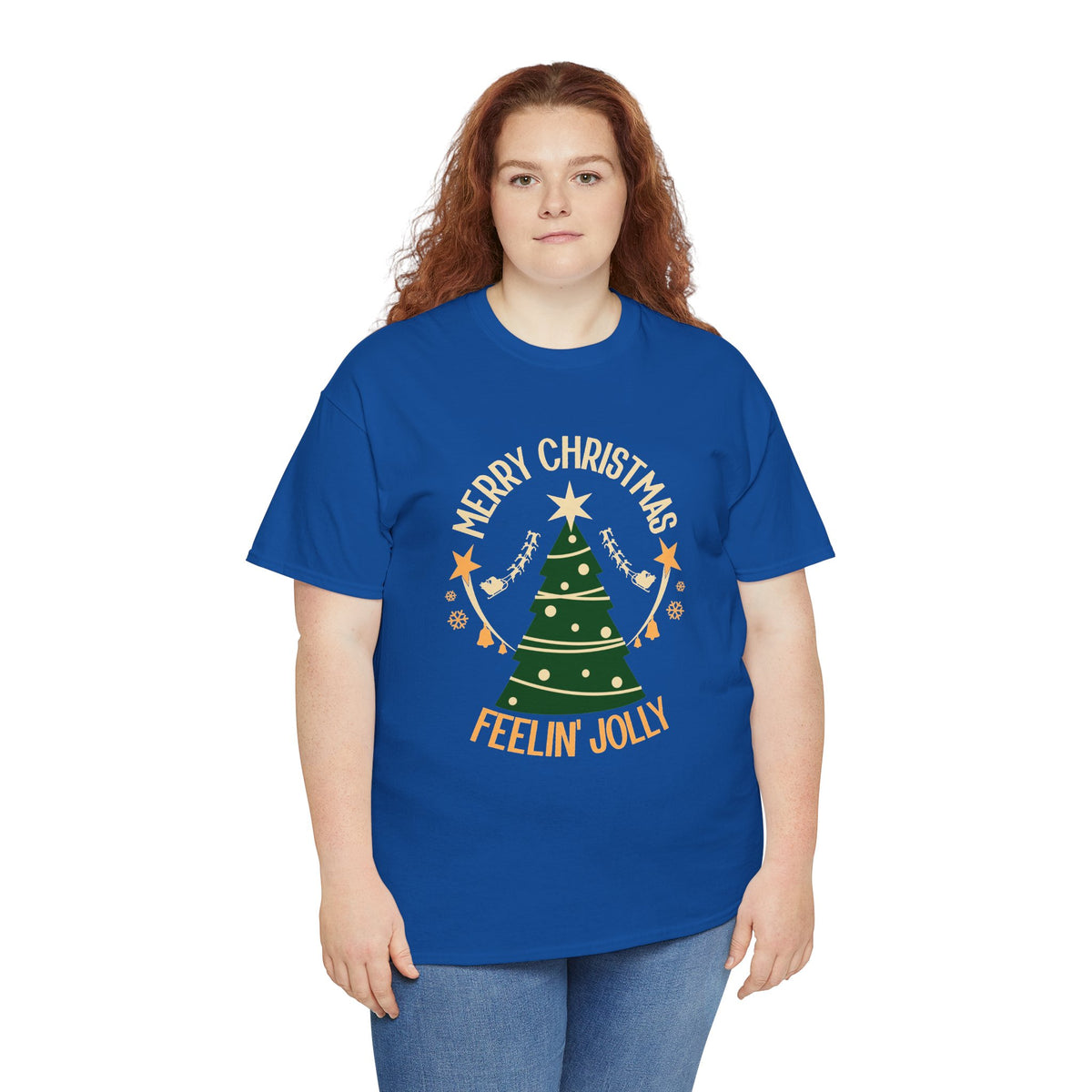 Feelin Jolly Christmas Shirt, Retro Christmas Tree Tee, Merry Christmas Graphic T-Shirt, Vintage Holiday Gift