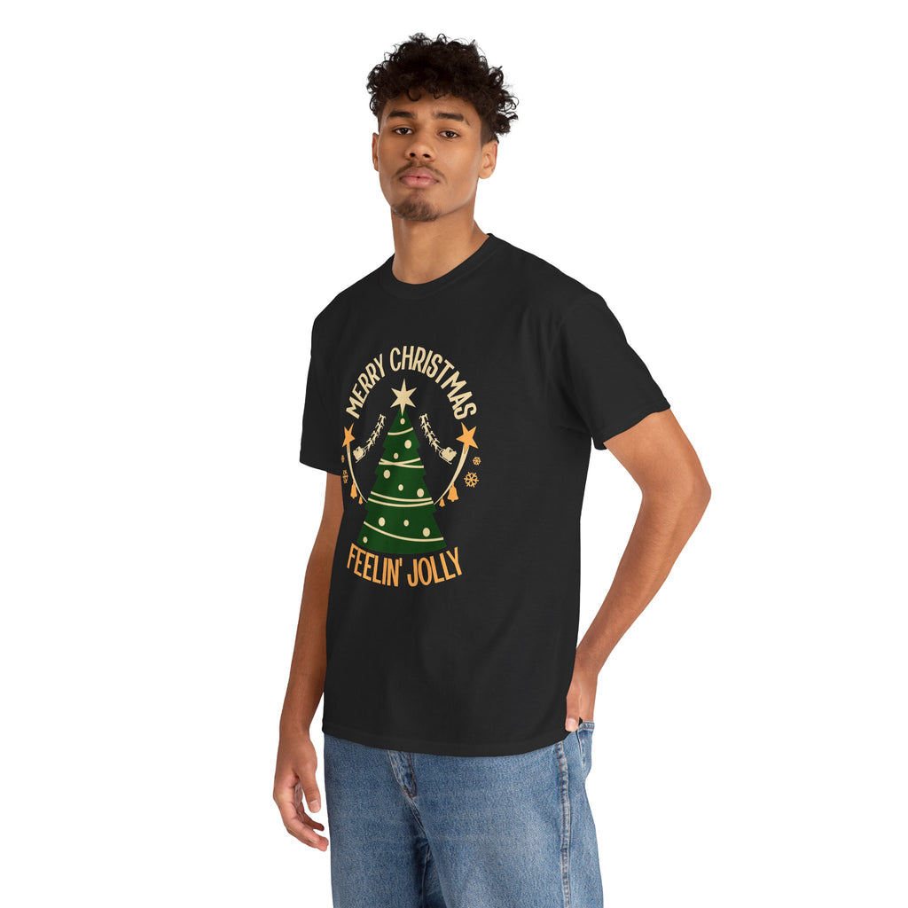Feelin Jolly Christmas Shirt, Retro Christmas Tree Tee, Merry Christmas Graphic T-Shirt, Vintage Holiday Gift