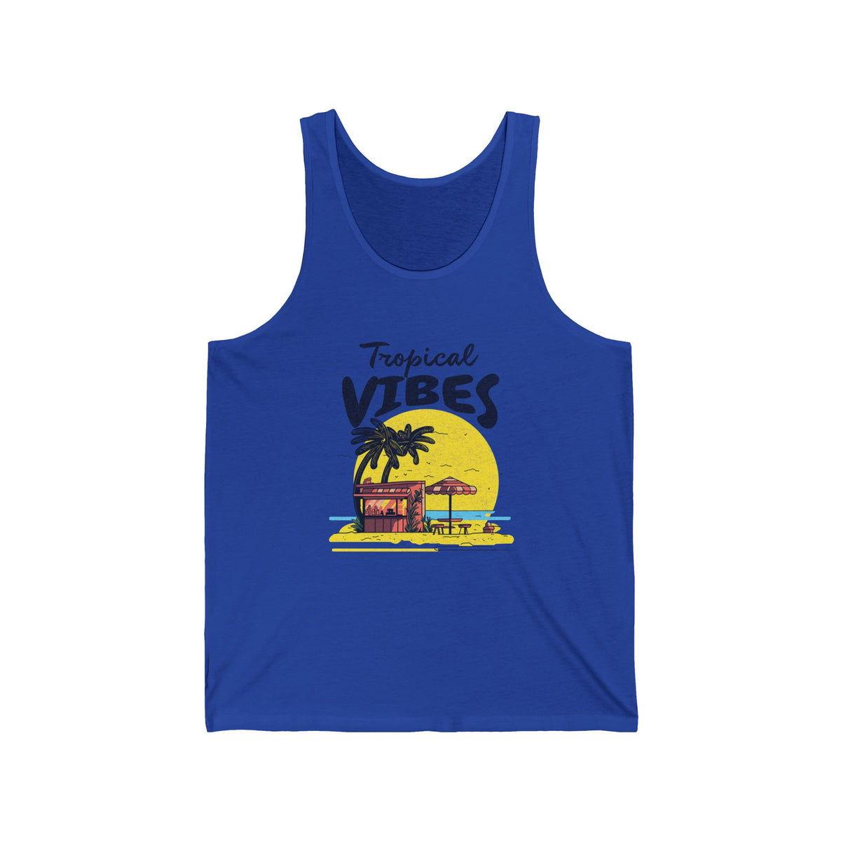 Tropical Vibes Unisex Jersey Tank - Summer Essential, Beachwear, Vacation Outfit, Gift for Sun Lovers, Pool Party Top