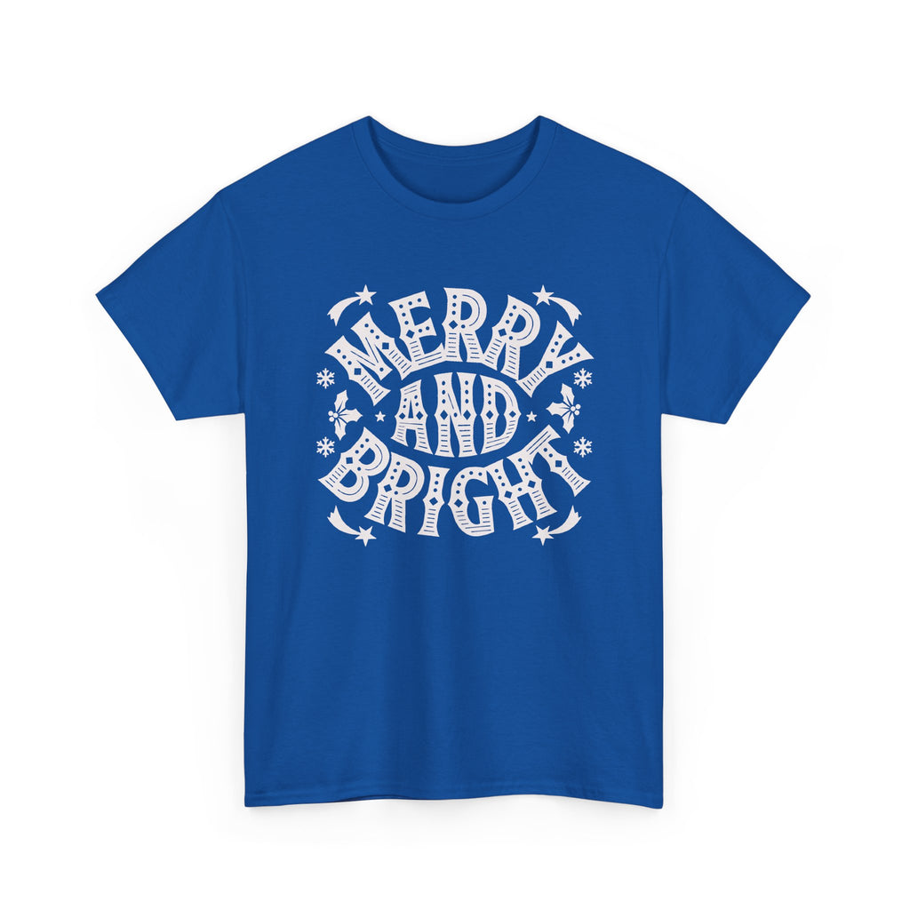Merry and Bright Christmas Shirt, Retro Christmas Graphic Tee, Vintage Holiday T-Shirt, Minimalist Xmas Gift