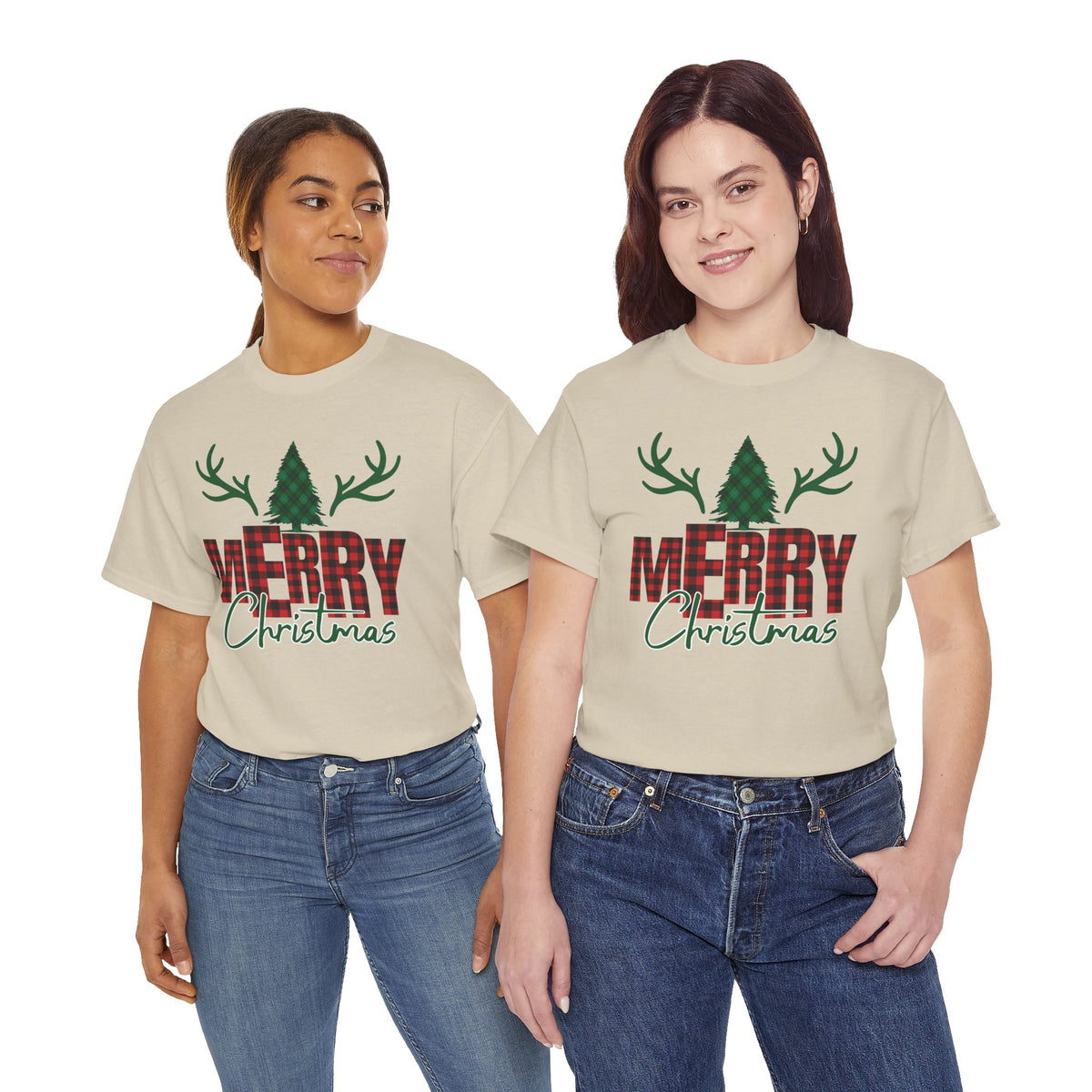 Buffalo Plaid Christmas Shirt, Merry Christmas Graphic Tee, Rustic Farmhouse Holiday T-Shirt, Red Plaid Xmas Gift