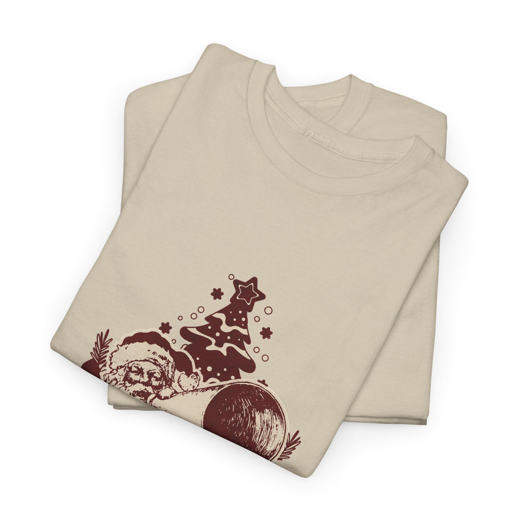Vintage Megaphone Santa T-Shirt — Retro Christmas Tree Graphic Tee