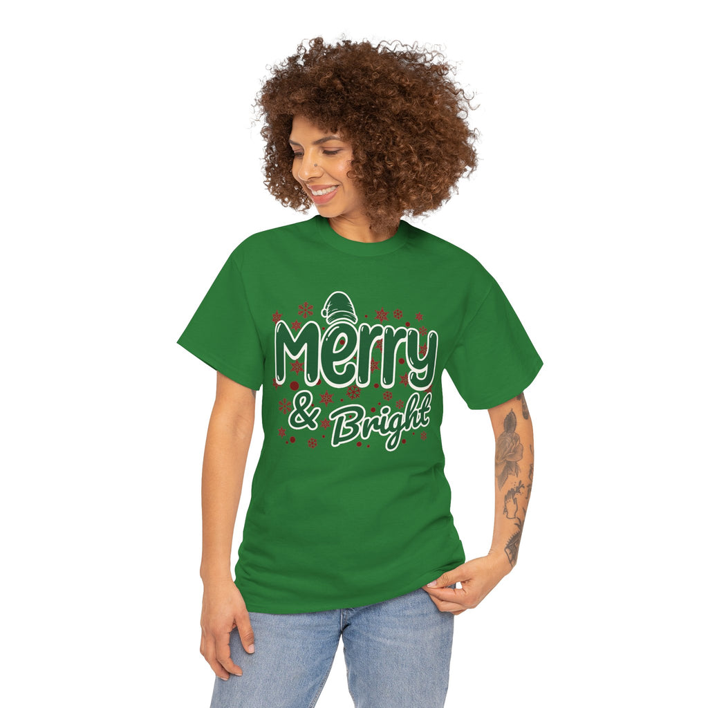 Merry and Bright Christmas Shirt, Retro Holiday Graphic Tee, Vintage Christmas T-Shirt, Festive Xmas Gift
