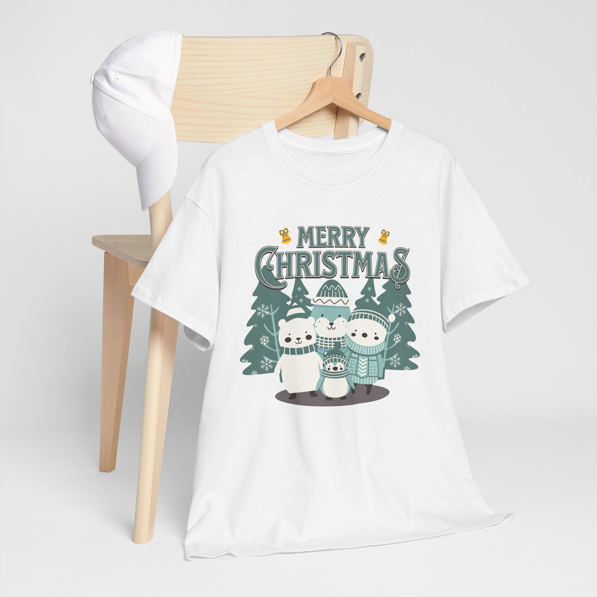 Cute Polar Bear Christmas Shirt, Merry Christmas Graphic Tee, Cozy Winter Animals T-Shirt, Penguin Holiday Gift