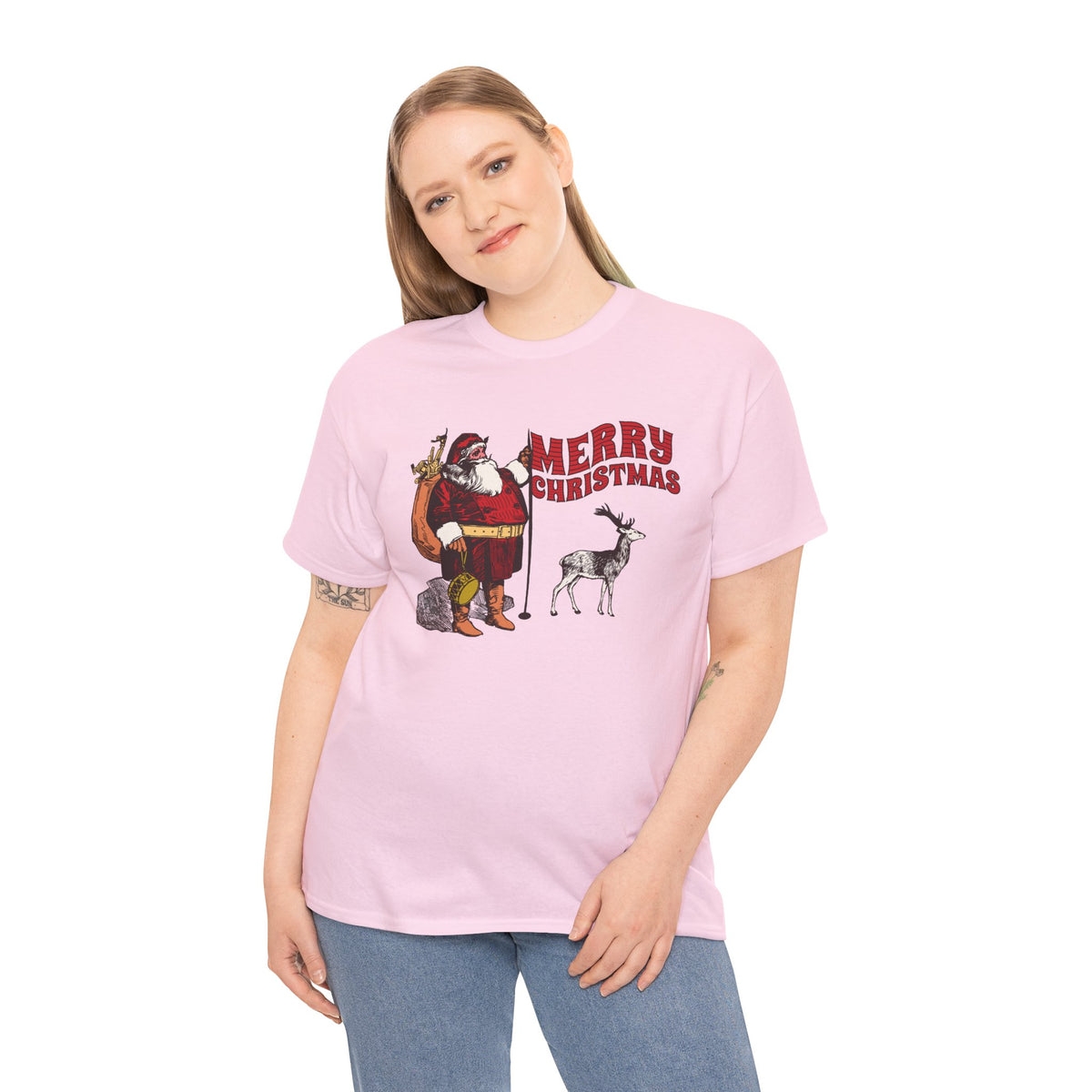 Vintage Santa Christmas Shirt, Retro Santa and Reindeer Tee, Old Fashioned Christmas Graphic T-Shirt, Nostalgic Holiday Gift