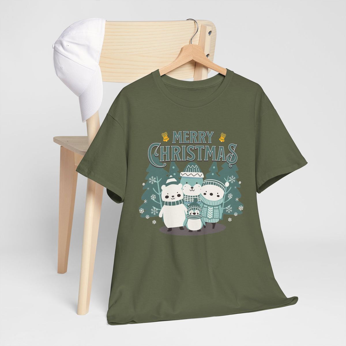 Cute Polar Bear Christmas Shirt, Merry Christmas Graphic Tee, Cozy Winter Animals T-Shirt, Penguin Holiday Gift