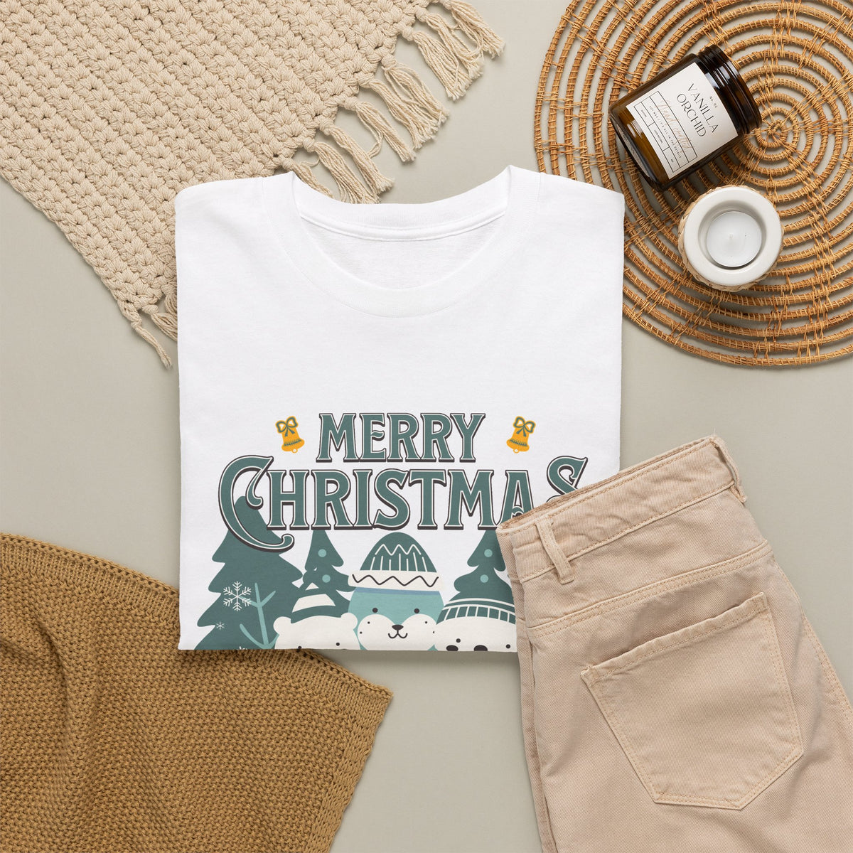 Cute Polar Bear Christmas Shirt, Merry Christmas Graphic Tee, Cozy Winter Animals T-Shirt, Penguin Holiday Gift
