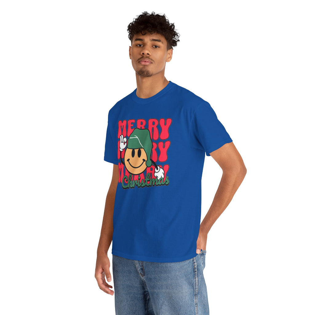 Groovy Christmas Shirt, Retro Smiley Face Christmas Tee, Cute Merry Xmas Graphic T-Shirt, Trendy Holiday Gift