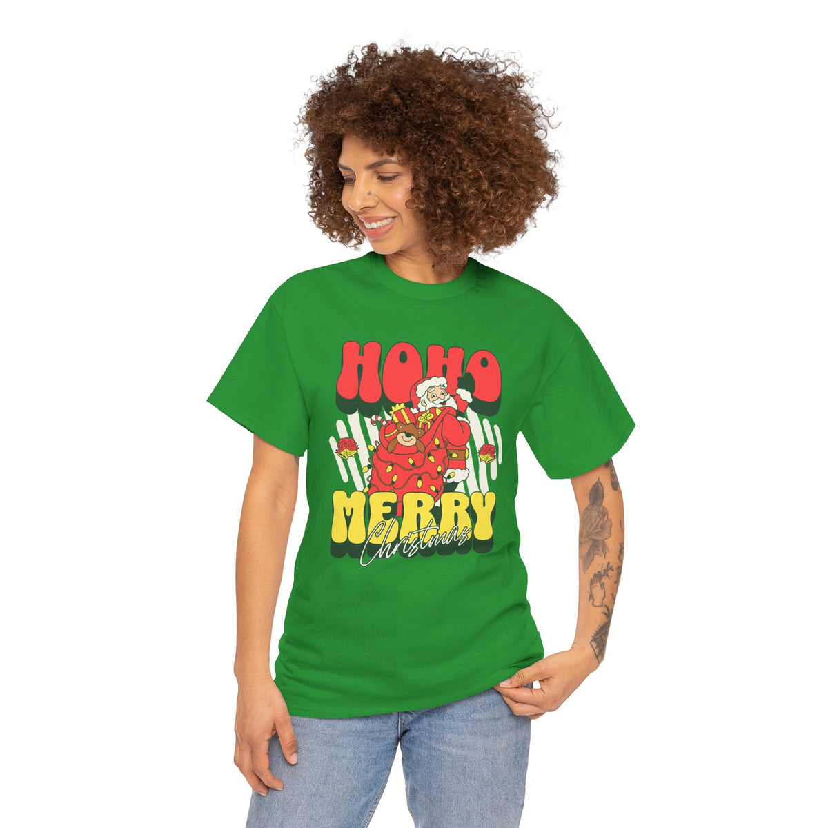 Retro Santa Christmas Shirt, Ho Ho Merry Christmas Tee, Vintage Holiday Graphic T-Shirt, Cute Santa Claus Gift