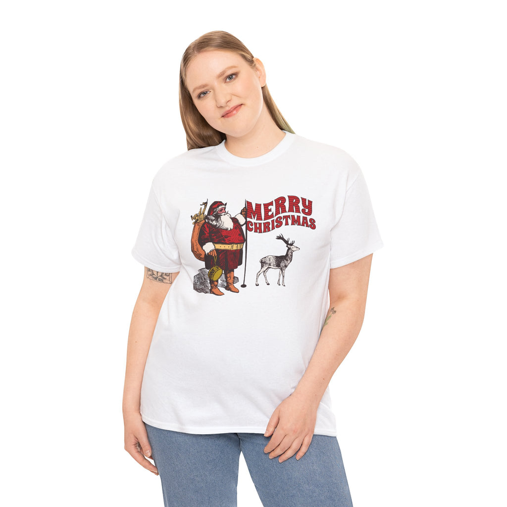 Vintage Santa Christmas Shirt, Retro Santa and Reindeer Tee, Old Fashioned Christmas Graphic T-Shirt, Nostalgic Holiday Gift