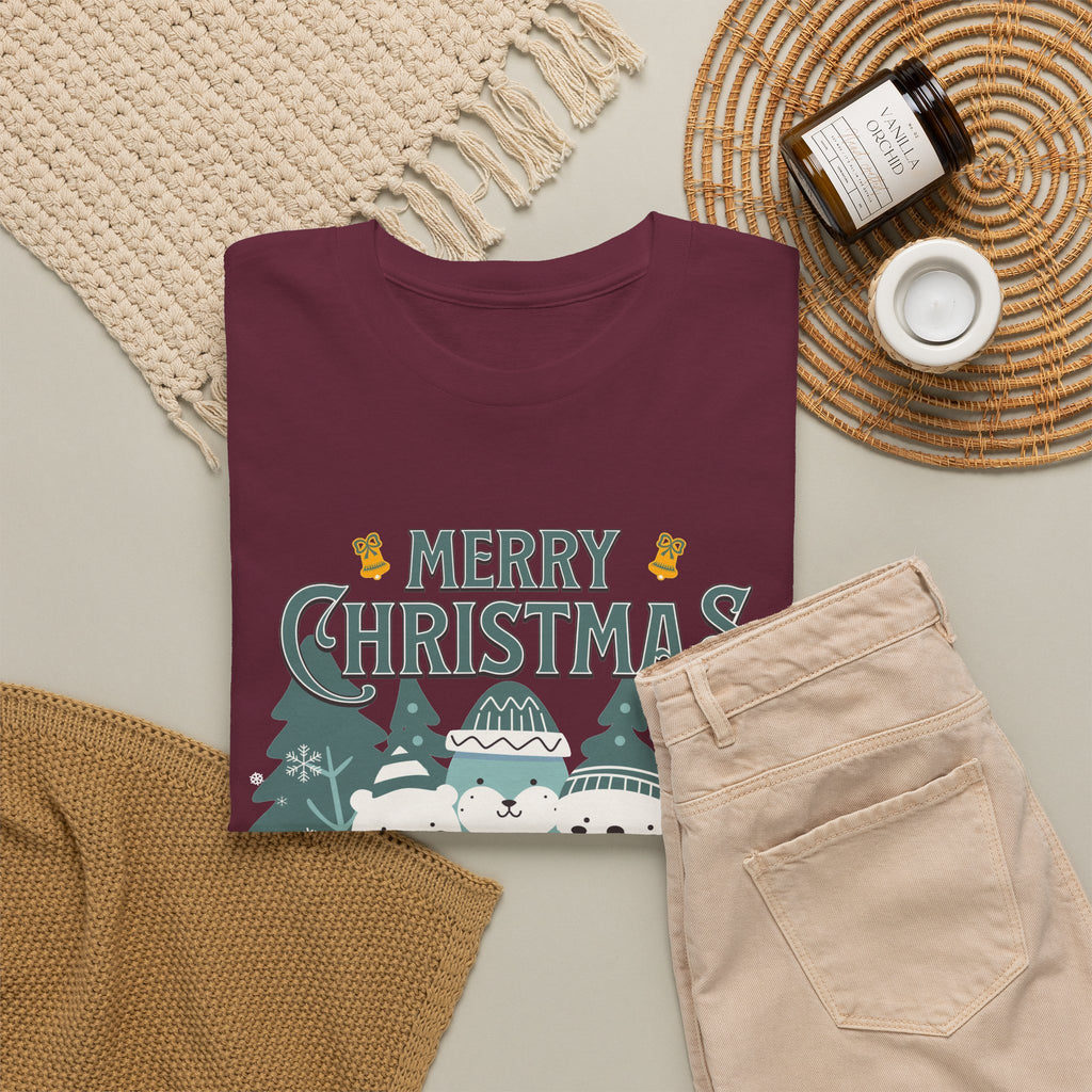 Cute Polar Bear Christmas Shirt, Merry Christmas Graphic Tee, Cozy Winter Animals T-Shirt, Penguin Holiday Gift