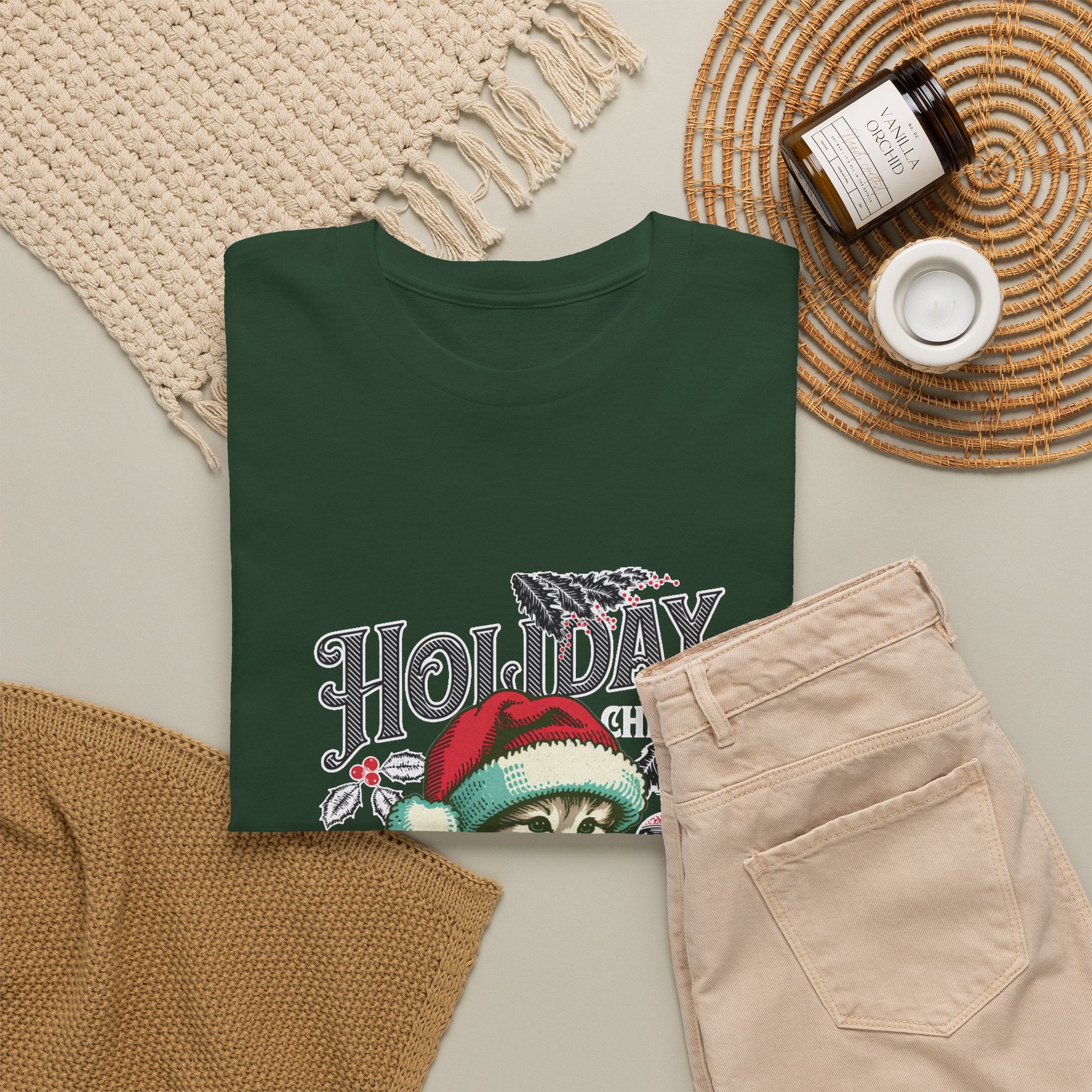 Christmas Peace & Love Holiday T-Shirt — Festive Floral Christmas Graphic Tee