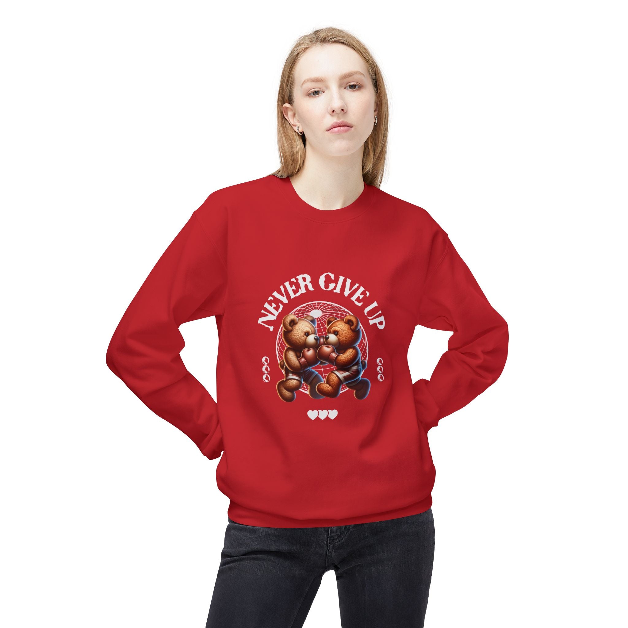 Sweatshirt - 'Never Give Up' Motivational Quote Unisex Crewneck, Trendy Outfit