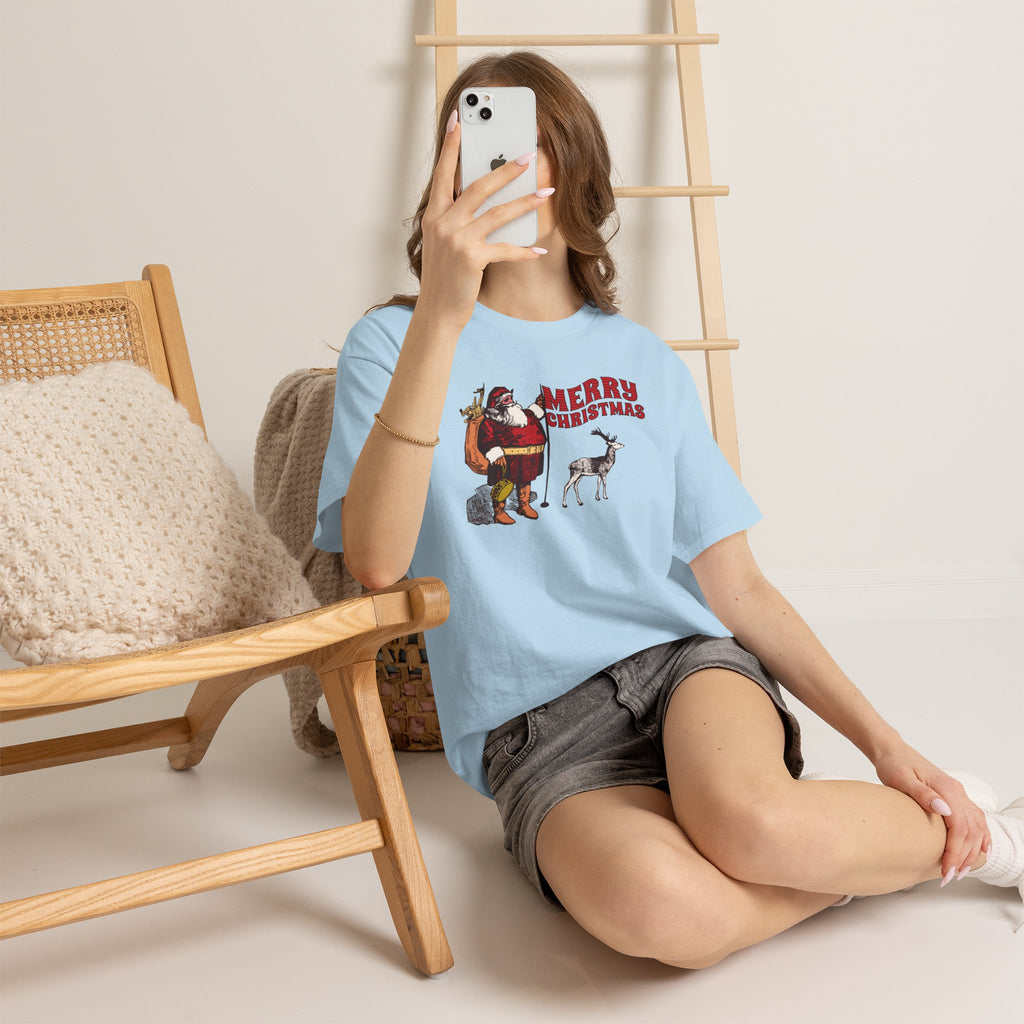 Vintage Santa Christmas Shirt, Retro Santa and Reindeer Tee, Old Fashioned Christmas Graphic T-Shirt, Nostalgic Holiday Gift