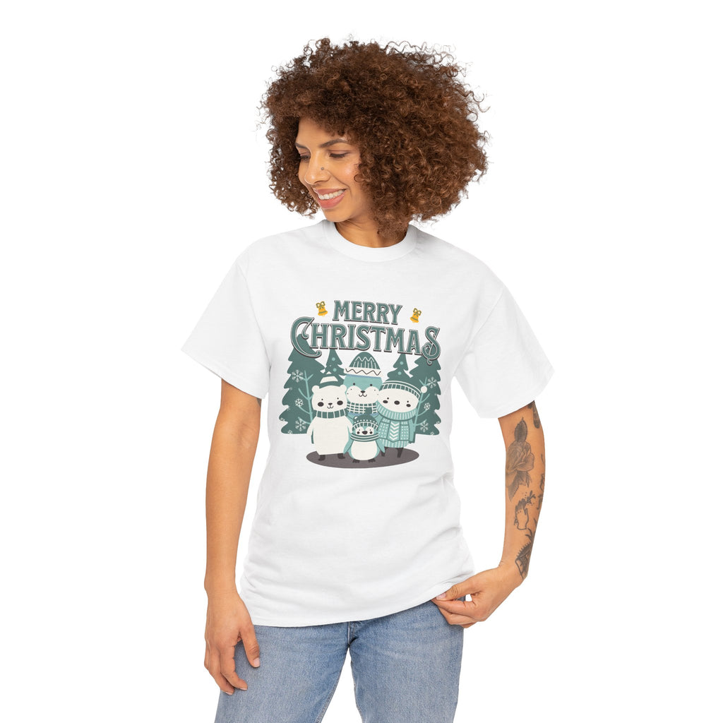 Cute Polar Bear Christmas Shirt, Merry Christmas Graphic Tee, Cozy Winter Animals T-Shirt, Penguin Holiday Gift