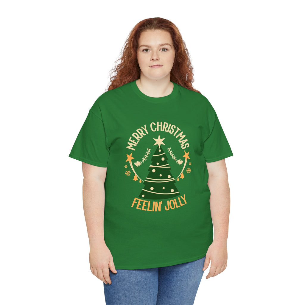Feelin Jolly Christmas Shirt, Retro Christmas Tree Tee, Merry Christmas Graphic T-Shirt, Vintage Holiday Gift