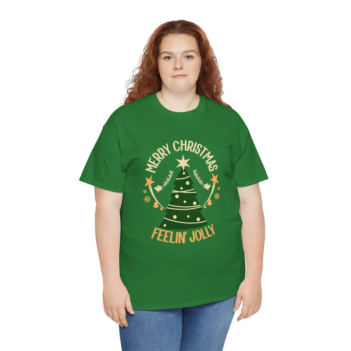 Feelin Jolly Christmas Shirt, Retro Christmas Tree Tee, Merry Christmas Graphic T-Shirt, Vintage Holiday Gift