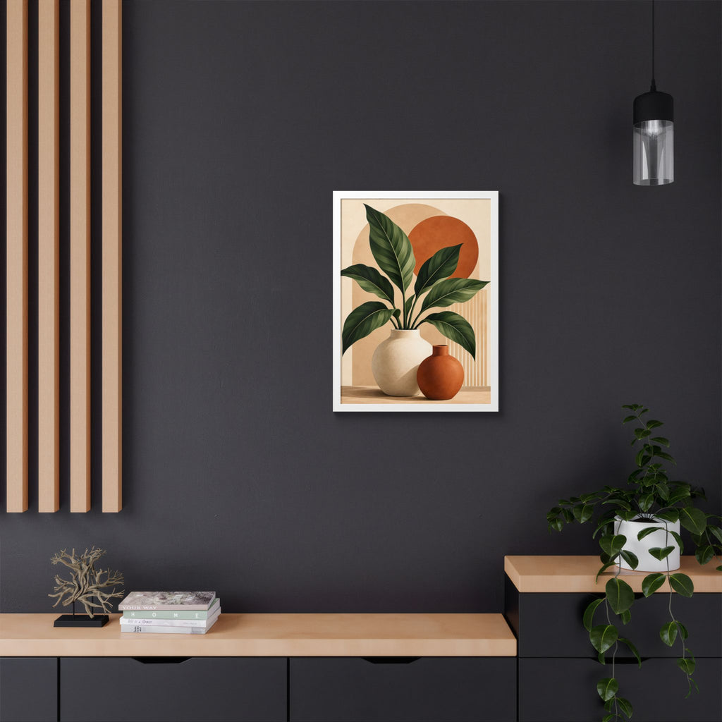 Botanical Framed Wall Art, Terracotta Boho Wall Decor, Olive Green Botanical Print, Neutral Living Room Art