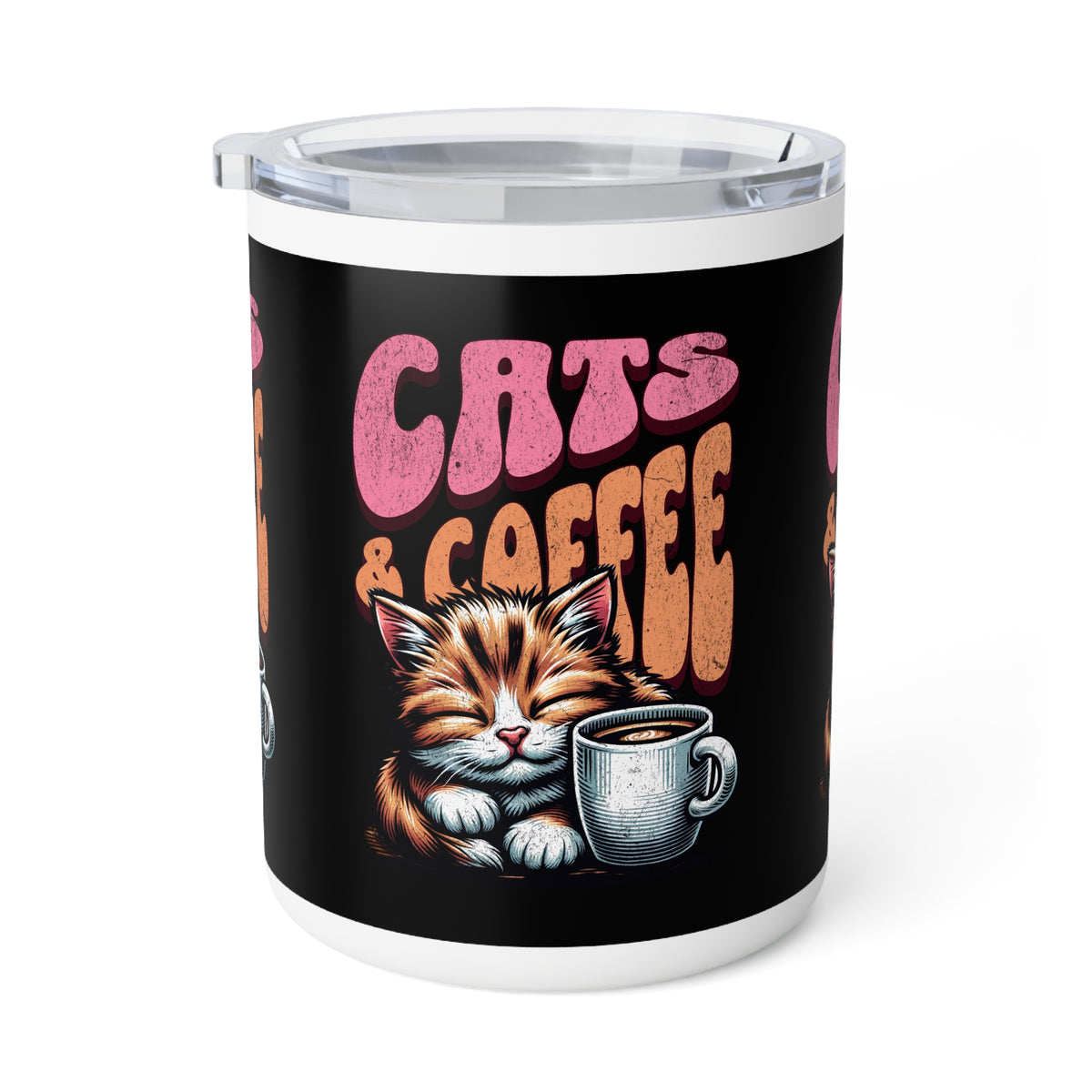 Cat & Coffee Mug - Drinkware for Coffee Lovers, 10oz Insulated Design