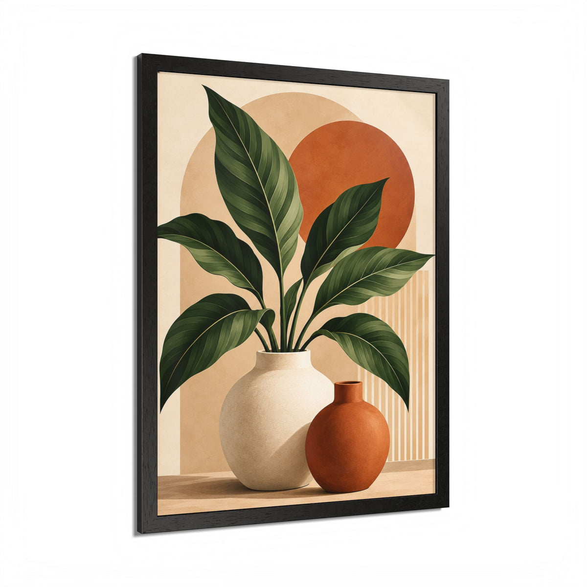 Botanical Framed Wall Art, Terracotta Boho Wall Decor, Olive Green Botanical Print, Neutral Living Room Art
