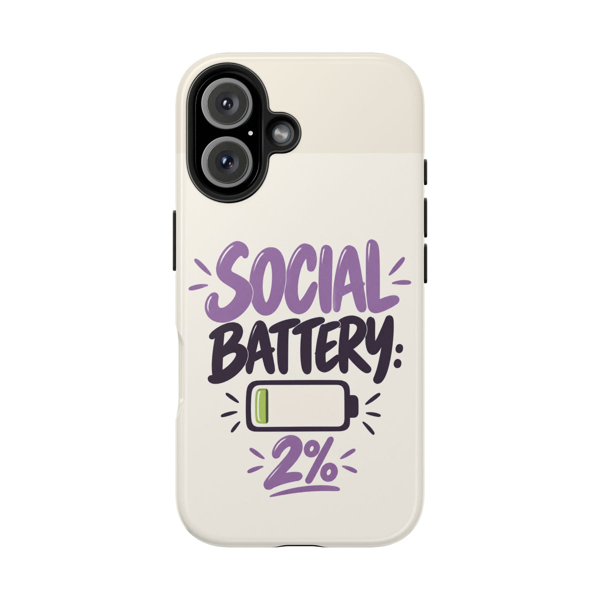 Social Battery: 2% — Funny Introvert Tough Phone Case