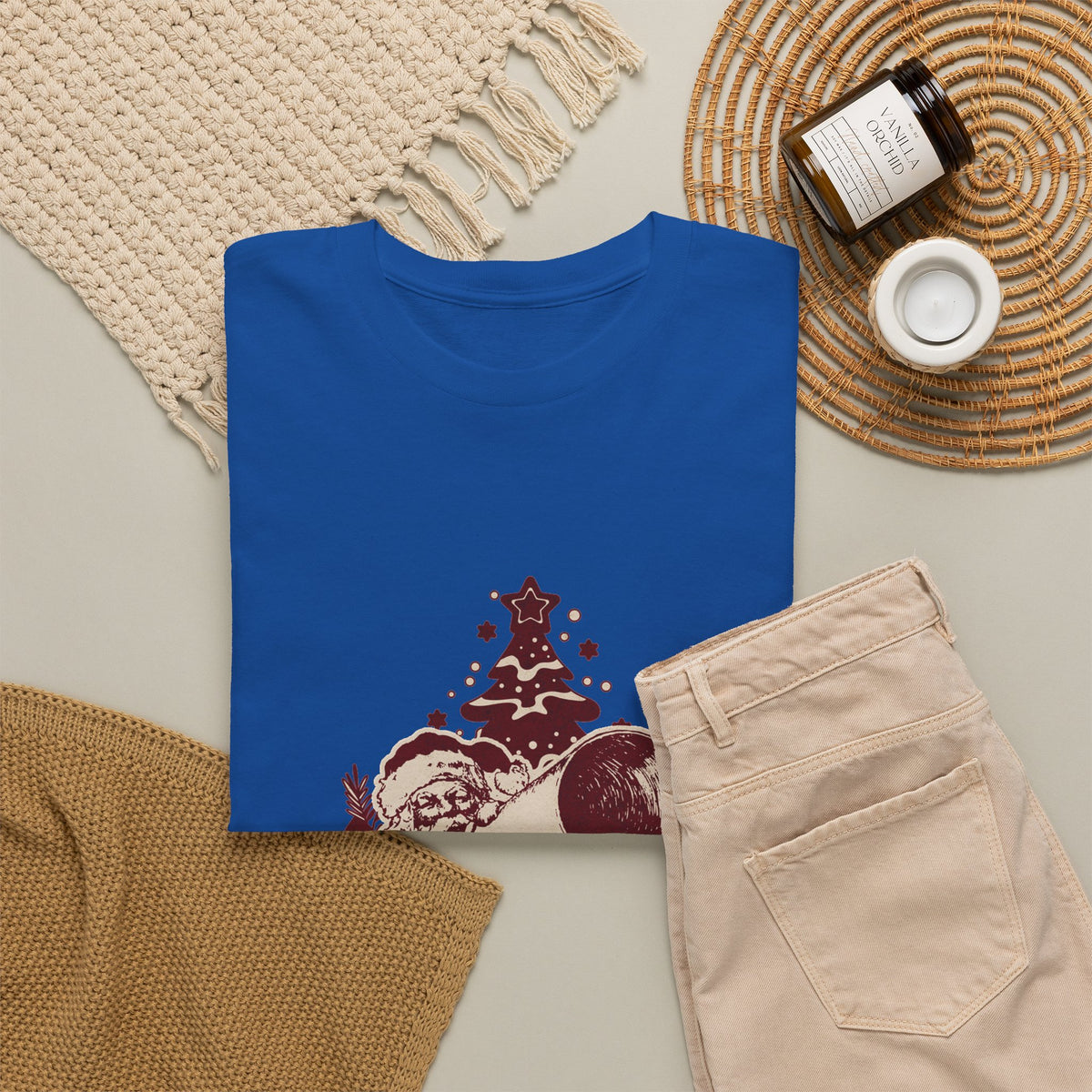 Vintage Megaphone Santa T-Shirt — Retro Christmas Tree Graphic Tee