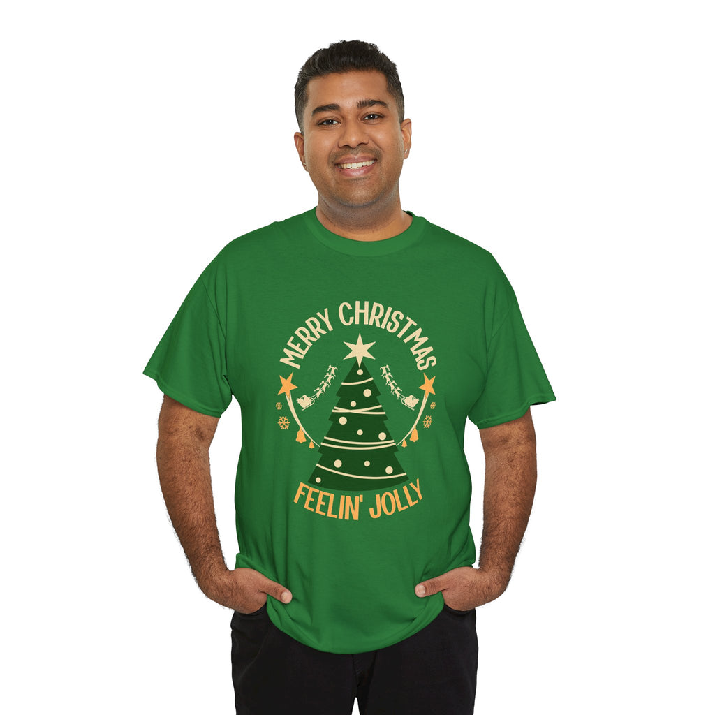 Feelin Jolly Christmas Shirt, Retro Christmas Tree Tee, Merry Christmas Graphic T-Shirt, Vintage Holiday Gift