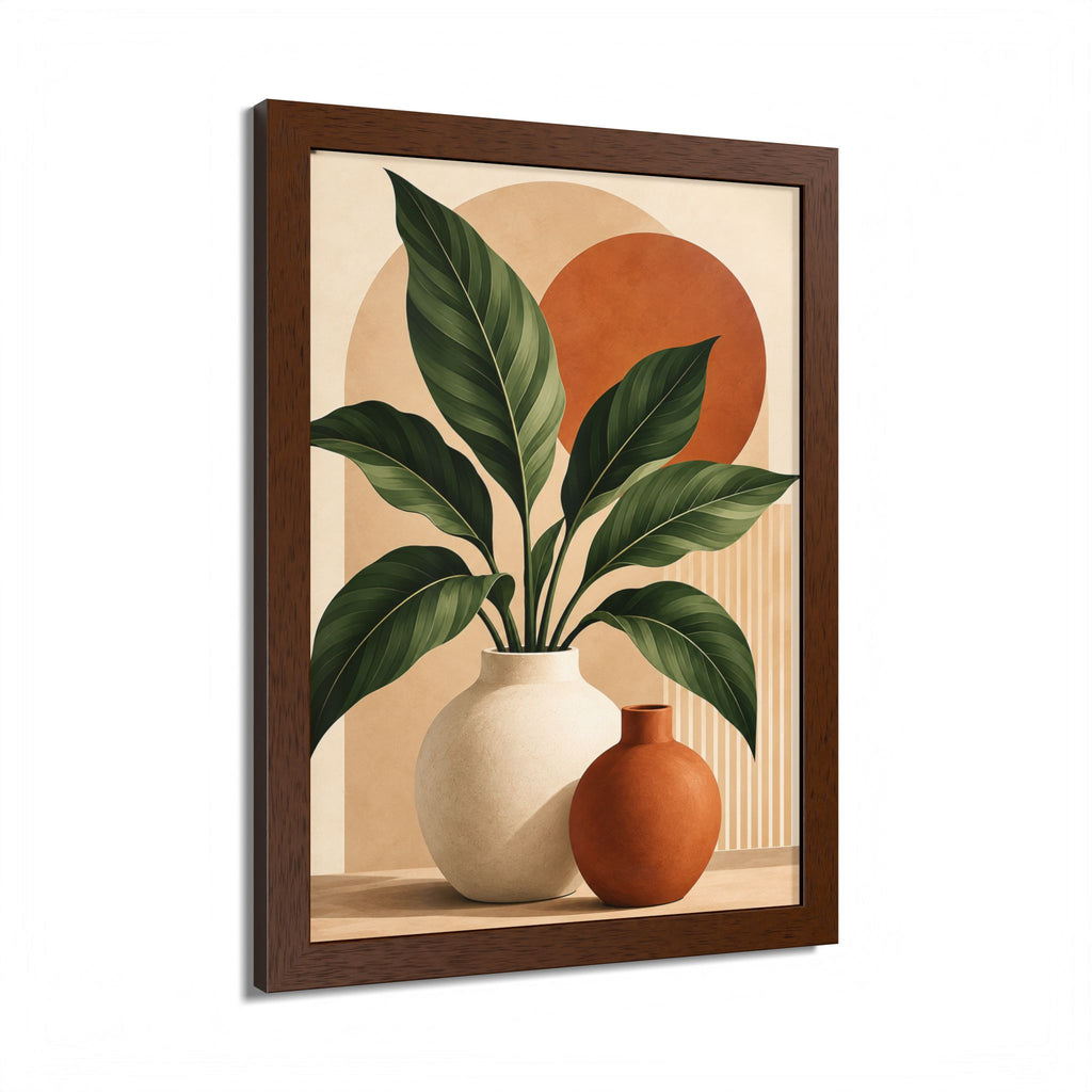 Botanical Framed Wall Art, Terracotta Boho Wall Decor, Olive Green Botanical Print, Neutral Living Room Art