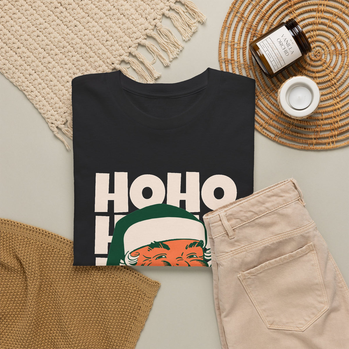 Retro Santa Ho Ho Ho Shirt, Merry Christmas Graphic Tee, Vintage Holiday T-Shirt, Funny Santa Christmas Gift