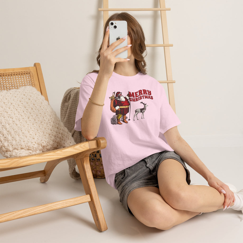 Vintage Santa Christmas Shirt, Retro Santa and Reindeer Tee, Old Fashioned Christmas Graphic T-Shirt, Nostalgic Holiday Gift