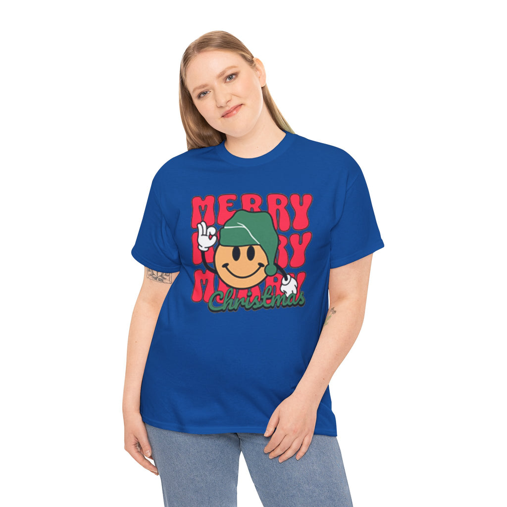 Groovy Christmas Shirt, Retro Smiley Face Christmas Tee, Cute Merry Xmas Graphic T-Shirt, Trendy Holiday Gift