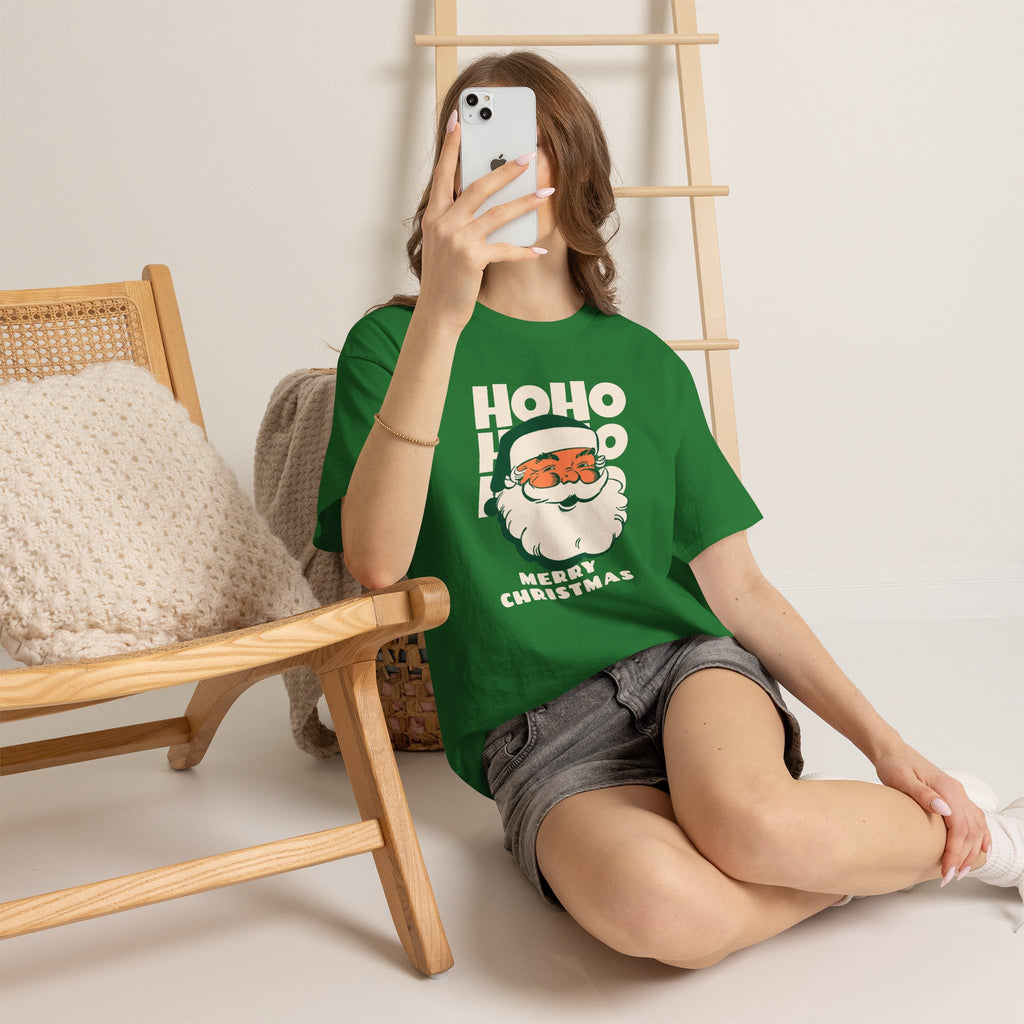 Retro Santa Ho Ho Ho Shirt, Merry Christmas Graphic Tee, Vintage Holiday T-Shirt, Funny Santa Christmas Gift
